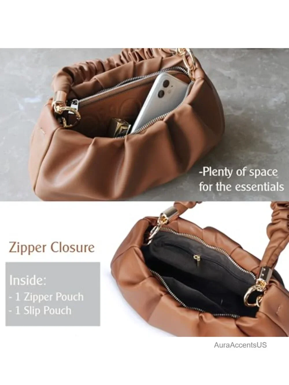 Cloud Pouch Hobo Bag Women Vegan Leather Crossbody Chain Shoulder Handbag